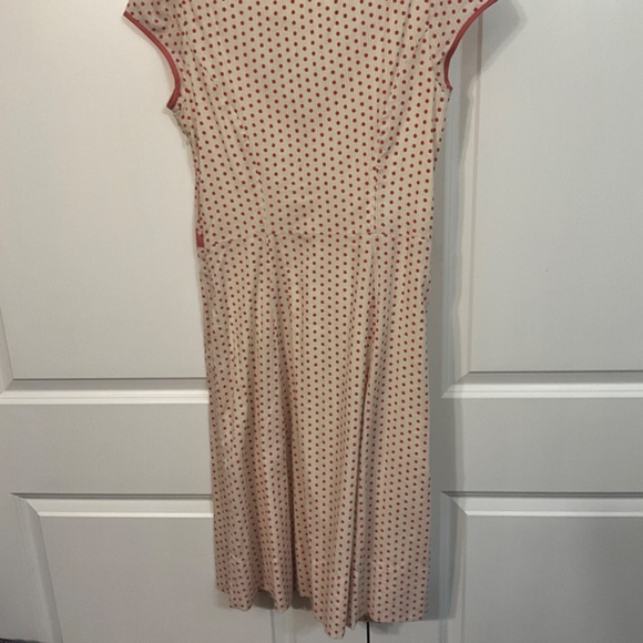 April Cornell Polka Dot Midi Retro V-Neck A-line Cap Sleeve Dress - Picture 3 of 11